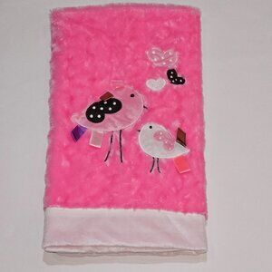 Pink Birds Hearts Tags Fleece Baby Blanket Lovey SOFT Manhattan Toy Co 118620